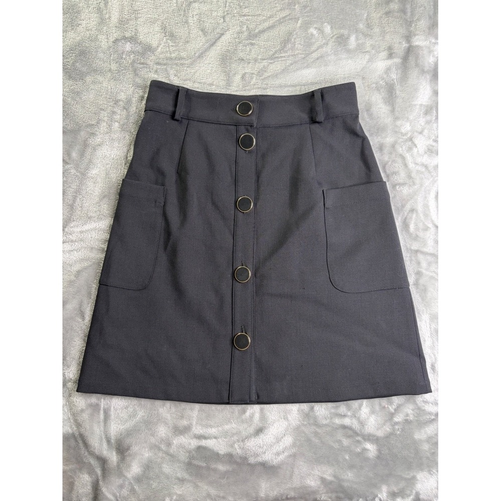 Sézane Womens Mini Skirt Size 36 Black Button Front A-Line Patch Pockets Used